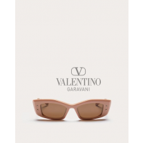Real quality fake valentino canada V -rectangular Acetate for Woman in Nude/dark Brown