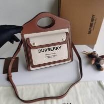 Burberry Mini Logo Canvas & Leather Pocket Bag Brown
