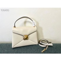 Valentino Small One Stud Handbag Nappa Leather Lambskin White