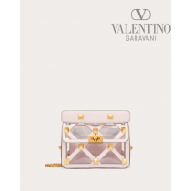 fakes valentino Ottawa Medium Bag With Roman Stud Chain In Polymer Material for Woman in Transparent/rose Quartz