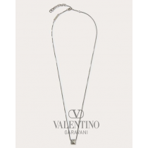 Buy knockoff valentino canada online Metal Rockstud Necklace for Man in Palladium