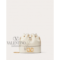 Top quality cheap valentino canada online Mini Bucket Bag In Nappa With Vlogo Signature Chain for Woman in Light Ivory