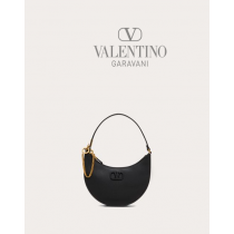 Replica valentino yorkdale toronto Mini Vlogo Signature Grainy Calfskin Hobo Bag for Woman in Black