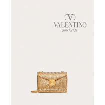 Top quality cheap valentino canada online One Stud Embroidered Bag With Chain for Woman in Antique Brass