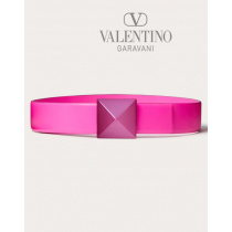Cheap valentino canada stores One Stud Shiny Calfskin Belt 40mm for Woman in Pink Pp
