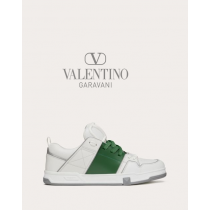 high quality fake valentino canada sale Open Skate Calfskin And Fabric Sneaker for Man in White/green