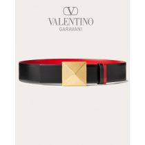 Knockoff valentino Ottawa Reversible One Stud Belt In Glossy Calfskin 40 Mm for Woman in Black/pure Red