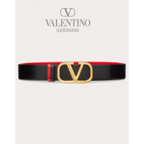 Buy fake valentino canada outlet Reversible Vlogo Signature Belt In Glossy Calfskin 40 Mm for Woman in Black/pure Red