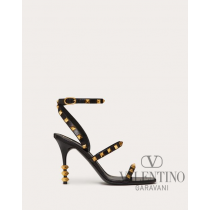 Discount valentino canada locations Rockstud Goatskin Sandal With Sculpted Heel 100 Mm for Woman in Black