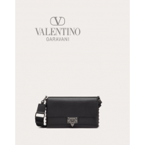 Fake Valentino toronto Rockstud Grainy Calfskin Crossbody Bag for Man in Black