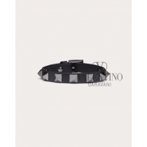 Discount valentino canada locations Rockstud Leather Bracelet With Ruthenium Studs for Man in Black