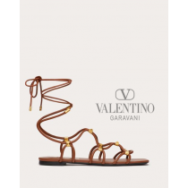 imitation valentino canada stores Rockstud Net Kidskin Sandal for Woman in Tan Brown