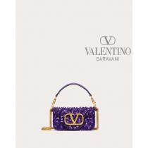 Buy knockoff valentino canada online Small Locò Shoulder Bag With 3d Embroidery for Woman in Astral Purple