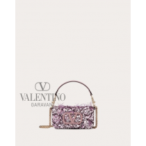 Discount valentino canada locations Small Locò Shoulder Bag With 3d Embroidery for Woman in Pink