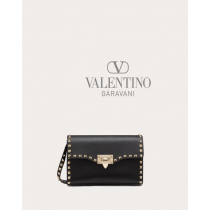 AAA quality fake valentino canada sale Small Rockstud Grainy Calfskin Crossbody Bag for Woman in Black