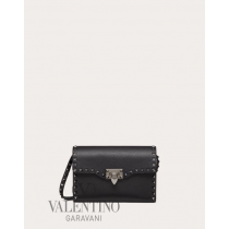 high quality fake valentino canada sale Small Rockstud Grainy Calfskin Crossbody Bag for Woman in Black