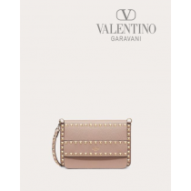 Buy fake valentino canada outlet Small Rockstud Grainy Calfskin Crossbody Bag for Woman in Poudre