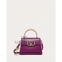 cheap knokcoff valentino canada outlet Small Vsling Calfskin Handbag With Jewel Handle for Woman in Prune