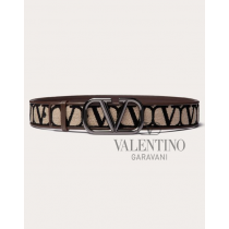 cheap fake valentino canada store Toile Iconographe Belt With Leather Detailing for Man in Beige/black