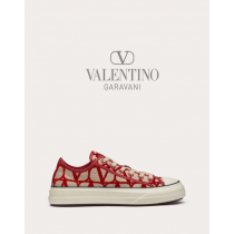 Buy replica Valentino toronto Toile Iconographe Totaloop Low-top Sneaker for Woman in Beige/red