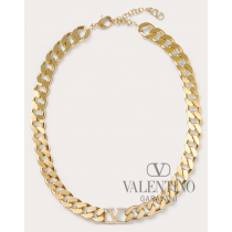 Buy replica Valentino toronto Vlogo Chain Metal And Swarovski® Crystal Necklace for Woman in Gold