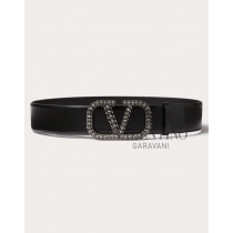 Buy knockoff valentino canada online Vlogo Signature Belt In Shiny Calfskin 40mm for Woman in Black