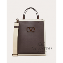 cheap knokcoff valentino canada outlet Vlogo Signature Canvas Shopping Bag for Man in Fondant/natural