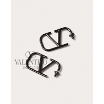 Shop replica valentino canada yorkdale Vlogo Signature Metal Earrings for Woman in Black