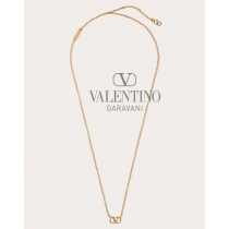 Shop fake valentino yorkdale toronto Vlogo Signature Metal Necklace for Man in Gold