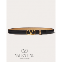 Replica valentino yorkdale toronto Vlogo Signature Reversible Belt In Shiny And Metallic Calfskin 20mm for Woman in Antique Brass/black