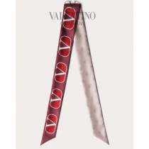 AAA quality fake valentino canada sale Vlogo Signature Silk Bandeau Scarf for Woman in Pink/red