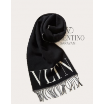 copy valentino canada yorkdale Vltn Wool And Cashmere Scarf for Man in Black/white
