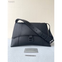 Balenciaga Downtown Shoulder Bag Semi Shiny Calfskin Black