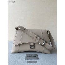 Balenciaga Downtown Shoulder Bag Semi Shiny Calfskin Gray