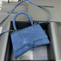Balenciaga Hourglass Handbag with Rhinestones Blue