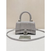 Balenciaga Crystal-embellished Hourglass Mini Tote Bag Silver