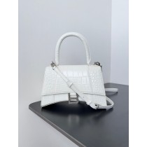 Balenciaga Large Hourglass Handbag 23CM Crocodile Embossed White
