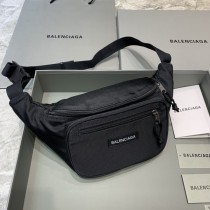 Balenciaga Logo Printed Nylon Waist Bag Black