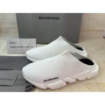 Balenciaga Speed Runner Stretch Sock Mule Logo Slip On White