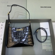 Balenciaga XX Hobo Shoulder Bag Crocodile Black