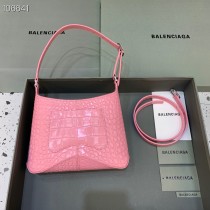 Balenciaga XX Hobo Shoulder Bag Crocodile Pink