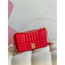 Burberry Lola Shoulder Bag Quilted Leather Red