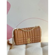 Burberry Lola Shoulder Bag Quilted Leather Brown