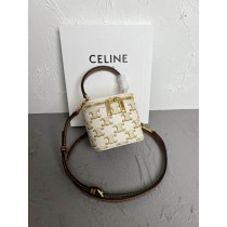 Celine Mini Vanity Case Cuir Triomphe In Smooth Calfksin White