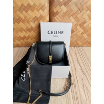Celine Small 16 Wallet Chain Shiny Calfskin Black