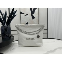 Chanel 22 Bag AS3261 Small Calfskin White