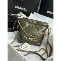 Chanel 22 Mini Bag Shiny Calfskin Dark Green