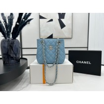 Chanel Chain Tote Shoulder Bag AS3176 Caviar Skin Blue