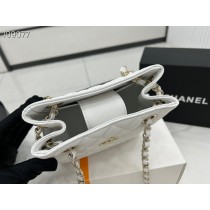 Chanel Chain Tote Shoulder Bag AS3176 Caviar Skin White