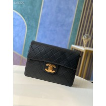 Chanel Large Classic Flap Bag 30CM Gold Metal Black Calfskin